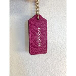 Coach 2" Pebble Leather Hang Tag Berry Pink & Gold